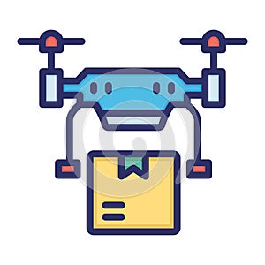 Drone logistics, copter, logistics, shipping fully editable vector icon photo