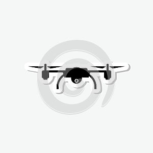 Drone logo. Aerial photography Drone Camera sticker isolated on gray background
