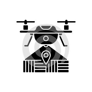 Drone mapping black glyph icon