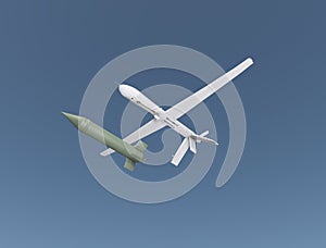 Drone Military 3D rendering predator flying missile