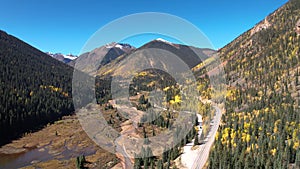 Drone Million Dollar Highway Road Aerial Colorado Remote Landscape.