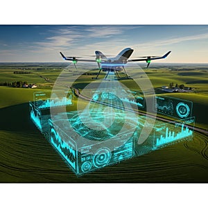 Drone monitoring agricultural fields with data visualization