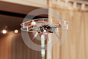 Drone Operator Controls Flying Quadcopter, Modern Remote Technology autonomous