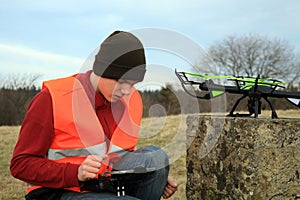 Drone operator is testing new equipment.