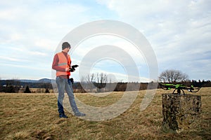 Drone operator is testing new equipment.
