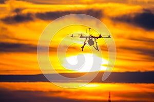 Drone over the Village at cloudy Sunset