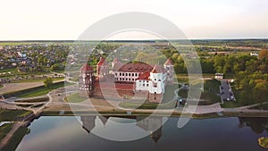 Drone panorama of Mirsky zamok, Belarus