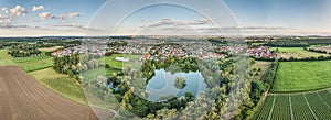 Drone panorama of the small town Dieburg near Darmstadt in southern Hesse in summer