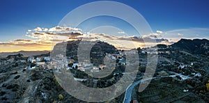 drone panorama view of the hilltop village of Santa Severina in Calabria at sunrise