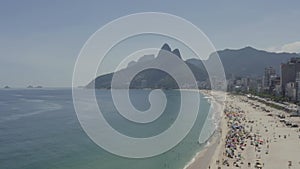 Drone, panoramic footage of Ipanema and Leblon on the summer day