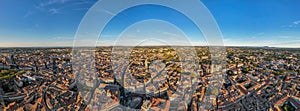 The drone panoramic view of Montpellier, France.