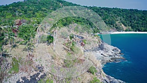 Drone panoramic view of tropical beach in Phuket, Freedom