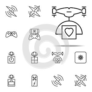 drone with a parcel of love icon. Drones icons universal set for web and mobile
