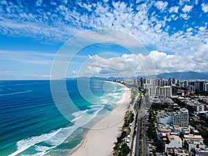 Drone photo of Barra da Tijuca beach, Rio de Janeiro, Brazil.