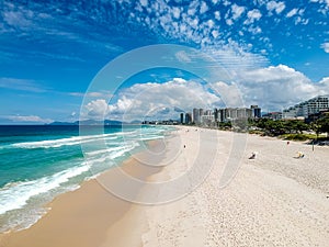 Drone photo of Barra da Tijuca beach, Rio de Janeiro, Brazil.