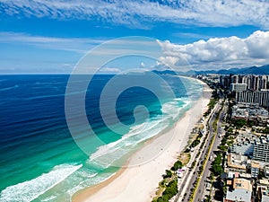 Drone photo of Barra da Tijuca beach, Rio de Janeiro, Brazil. photo