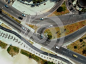 Drone photo of Pepe beach boardwalk and Lucio Costa street, Rio de Janeiro photo