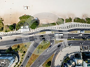 Drone photo of Pepe beach boardwalk and Lucio Costa street, Rio de Janeiro photo