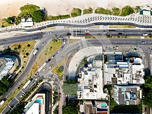 Drone photo of Pepe beach boardwalk and Lucio Costa street, Rio de Janeiro photo