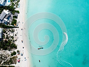 Drone photo of beach in Sapodilla Bay, Providenciales, Turks an photo