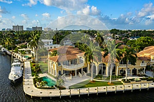 Drone photo Fort Lauderdale FL luxury mansion homes photo