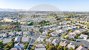 Drone photo over a community in Brentwood, California