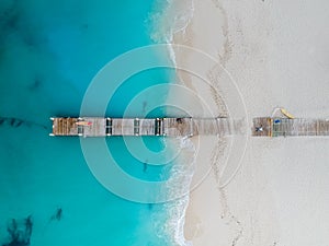 Drone photo of pier in Grace Bay, Providenciales, Turks and Caicos