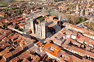 Drone photo of Spanish city Siguenza, Castile-La Mancha