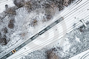 Drone Photograph over Rail Tracks at Winter
