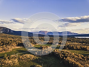 Drone Photography of a Calm Sunny Autumn Evening in Norway Count