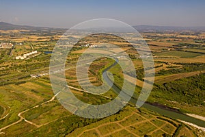 Drone photography of italian rural landscape and farm fields