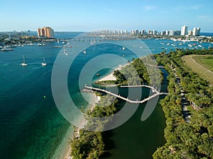 Drone photography over Peanut Island sandbar with Singer Island in the background photo