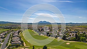 Drone photos over a golf course community in California