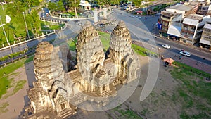 Drone photos of Phra Prang Sam Yod Pagoda
