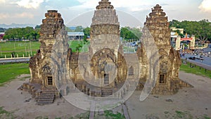Drone photos of Phra Prang Sam Yod Pagoda
