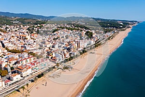 View from drone of Canet de Mar in Spain photo