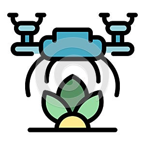Drone plant care icon vector flat