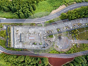 Drone point of view. Aerial view of abstract photography. Landscape with beautiful textures in the background. Sao Miguel island A