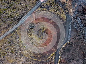 Drone point of view. Aerial view of abstract photography. Landscape with beautiful textures in the background. Sao Miguel island A