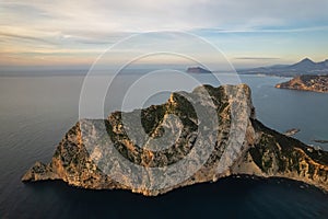 Drone point of view Penyal d Ifac Natural Park of Calpe