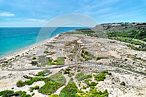 Drone point of view of sandy beach of Gran Alacant photo