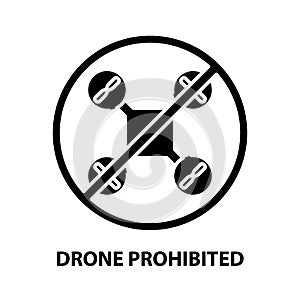 drone prohibited icon, black vector sign with editable strokes, concept illustration