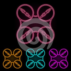 drone propellers color neon set. Simple thin line, outline vector of drones icons for ui and ux, website or mobile application