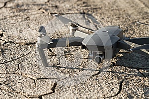 Drone quad copter on ground