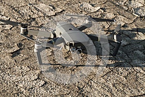 Drone quad copter on ground