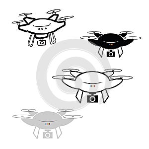 Drone quadcopter with camera icons