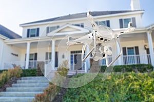 Drone Quadcopter Flying, Inspecting and Photographing House