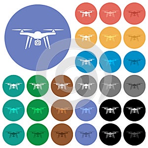 Drone quadcopter round flat multi colored icons
