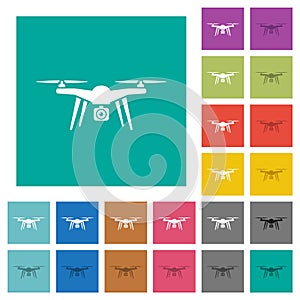 Drone quadcopter square flat multi colored icons