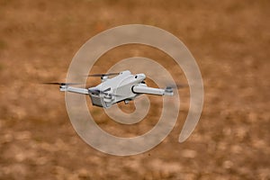 Drone or quadrocopter with camera in flight